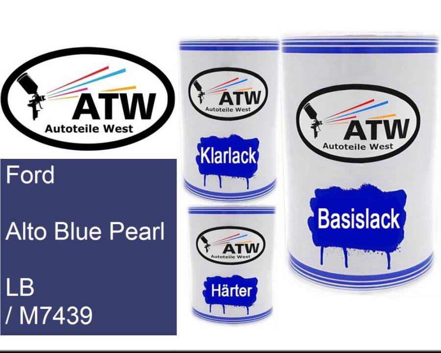 Ford, Alto Blue Pearl, LB / M7439: 500ml Lackdose + 500ml Klarlack + 250ml Härter - Set, von ATW Autoteile West.